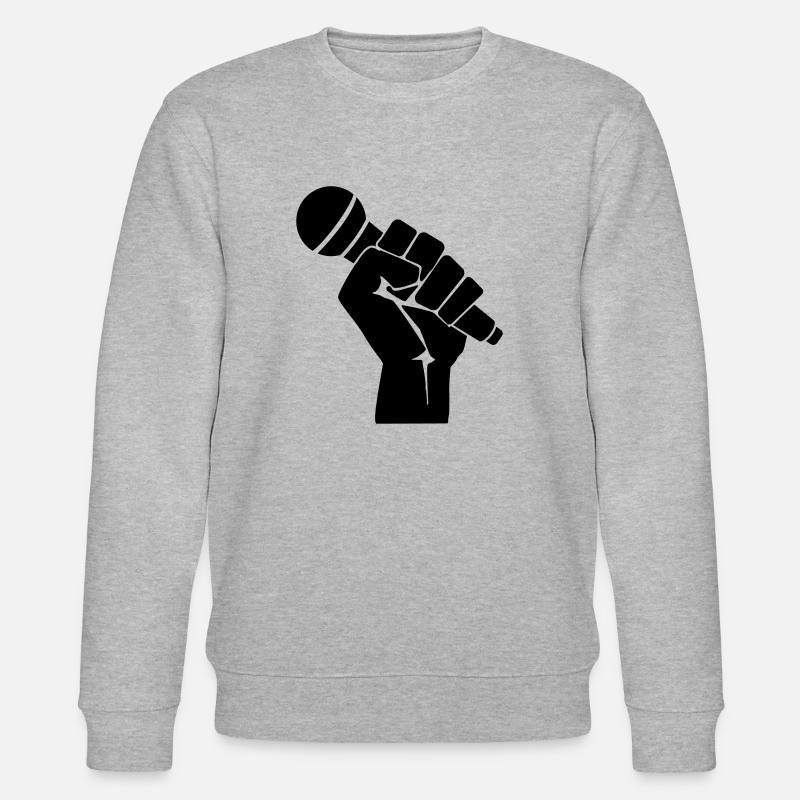 Poing avec microphone - Sweat bio CHANGER Stanley/Stella Unisexe - gris chiné