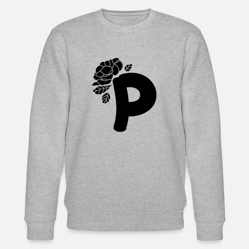 AlphabetBuchstabe P mit Blume - Stanley/Stella Unisex Bio-Sweatshirt CHANGER  - Grau meliert