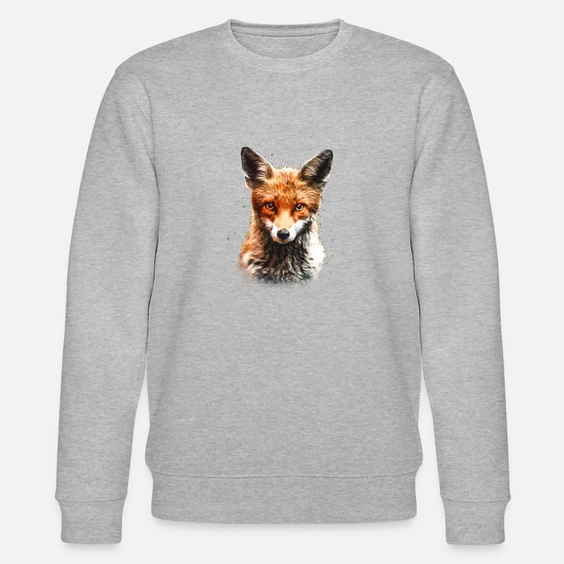 Fuchs mit Farbklecksen - Stanley/Stella Unisex Bio-Sweatshirt CHANGER  - Grau meliert