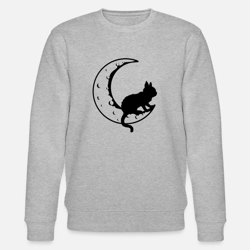 Schwarze Katze Sichel Mond - Stanley/Stella Unisex Bio-Sweatshirt CHANGER  - Grau meliert