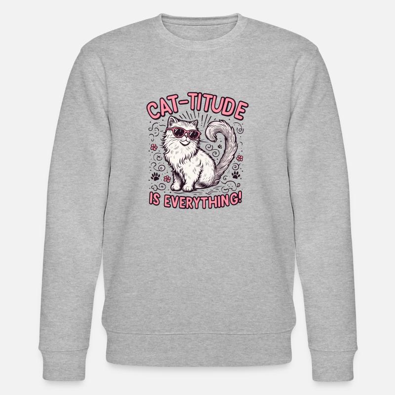 Titude de chat - Sweat bio CHANGER Stanley/Stella Unisexe - gris chiné