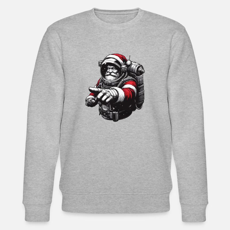 Astronaut Weihnachtsmann Geschenkidee - Stanley/Stella Unisex Bio-Sweatshirt CHANGER  - Grau meliert