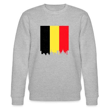 Belgien Flagge Vintage Belgische Fahne Used Look - Stanley/Stella Unisex Bio-Sweatshirt CHANGER  - Grau meliert - Vorne - Nik (191cm) & Marisol (170cm)