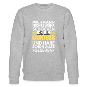 Nicht schockbarer Monteur - Stanley/Stella Unisex Bio-Sweatshirt CHANGER  - Grau meliert - Vorne - Nik (191cm) & Marisol (170cm)