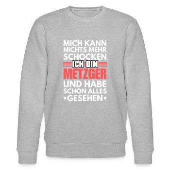 Nicht schockbarer Metzger - Stanley/Stella Unisex Bio-Sweatshirt CHANGER  - Grau meliert - Vorne - Nik (191cm) & Marisol (170cm)