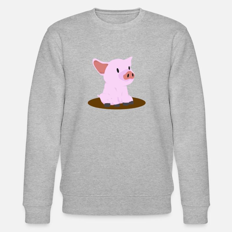 Rosa Schwein Sitzen Linksansicht - Stanley/Stella Unisex Bio-Sweatshirt CHANGER - Grau meliert