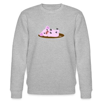 Rosa Schwein Lying - Stanley/Stella Unisex Bio-Sweatshirt CHANGER  - Grau meliert - Vorne - Nik (191cm) & Marisol (170cm)