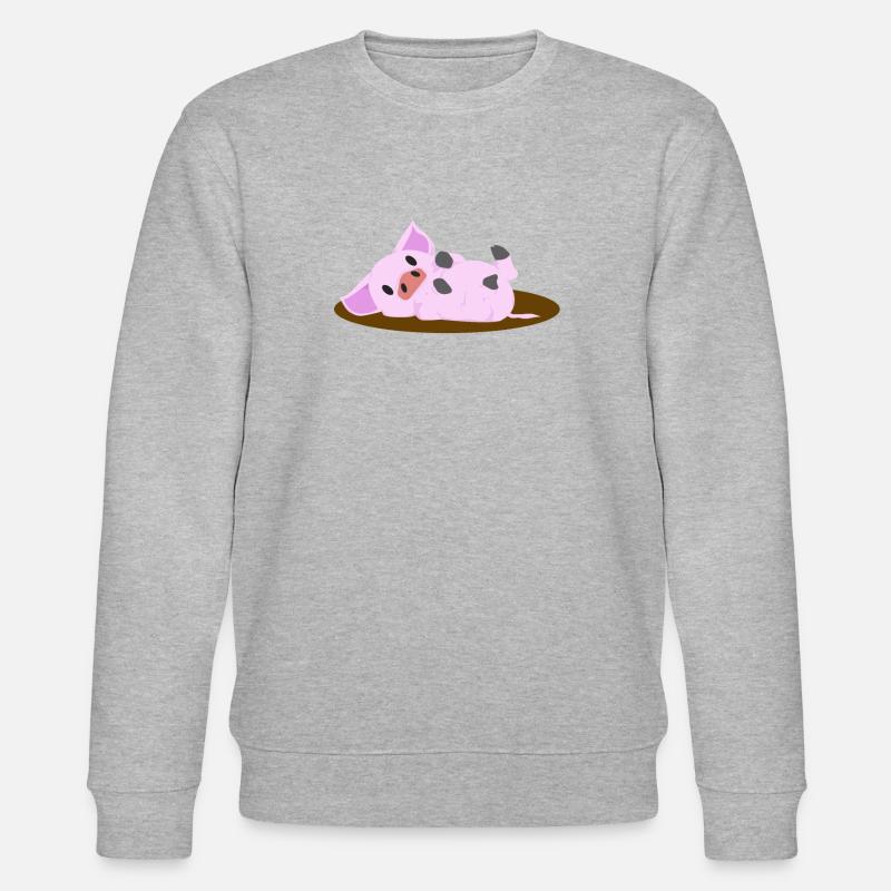 Cochon rose couché - Sweat bio CHANGER Stanley/Stella Unisexe - gris chiné
