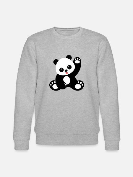 Cute sitting panda cartoon - Stanley/Stella CHANGER Unisex Organic Sweatshirt - heather grey