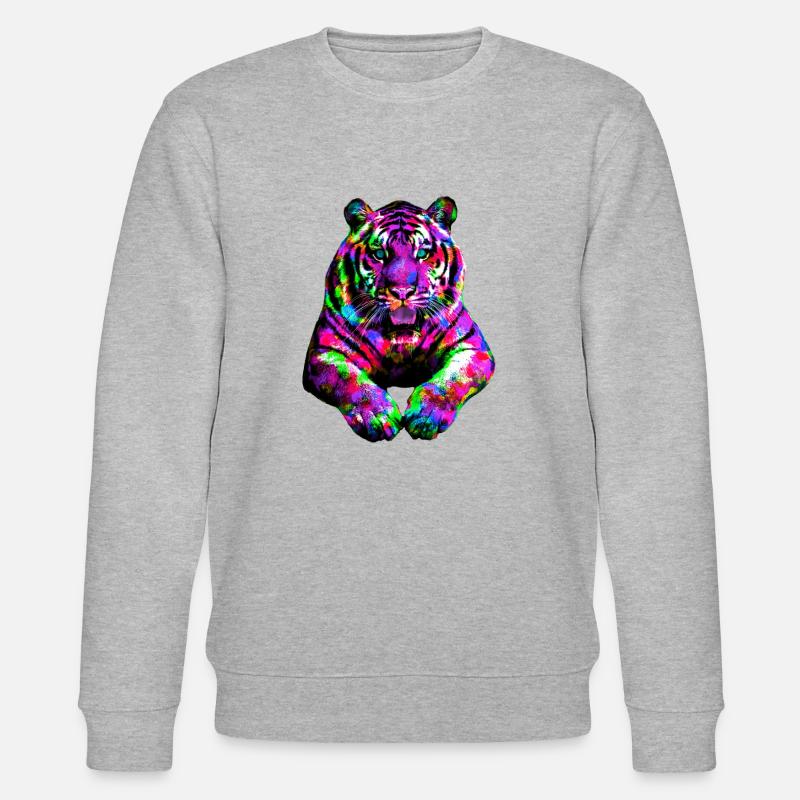 Tiger bunt Regenbogen - Stanley/Stella Unisex Bio-Sweatshirt CHANGER  - Grau meliert