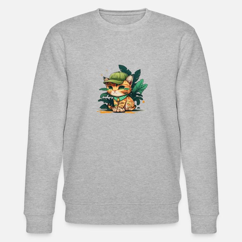 Cute Cat Tropical 2 - Stanley/Stella Unisex Bio-Sweatshirt CHANGER - Grau meliert
