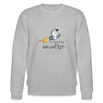 UNIVERSUM FLIEGEN ASTRONAUT RAKETEN RAKETE MOTIV - Stanley/Stella Unisex Bio-Sweatshirt CHANGER  - Grau meliert - Vorne - Nik (191cm) & Marisol (170cm)