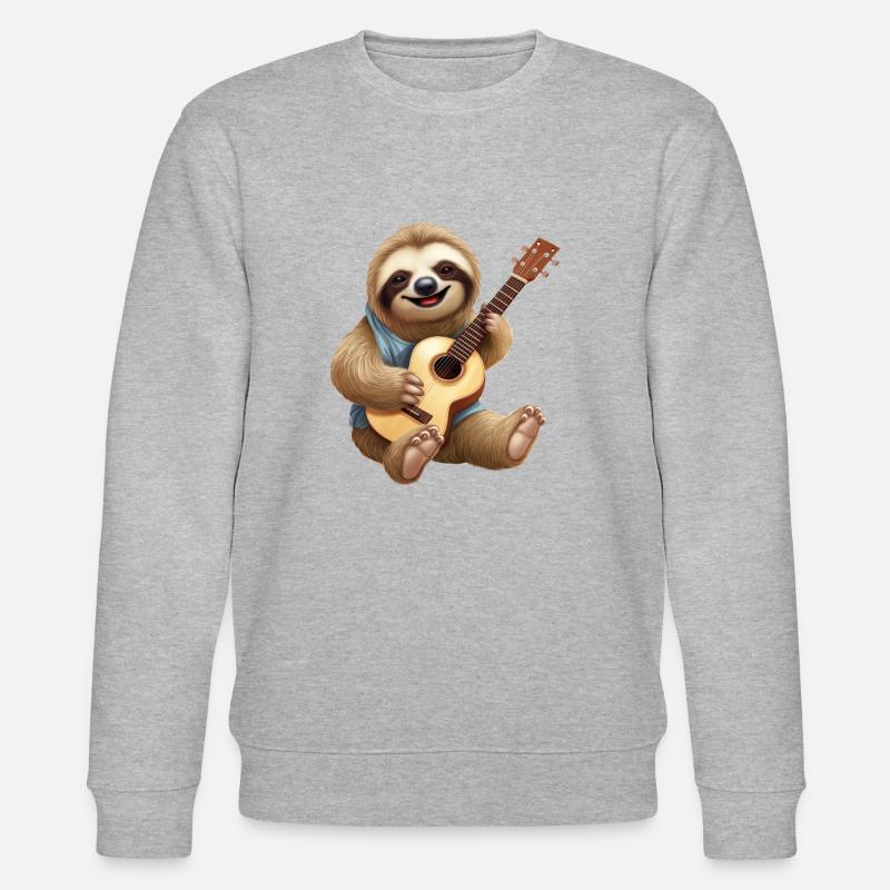 Faultier-Gitarrist: Akustikmelodien in Slow-Motion - Stanley/Stella Unisex Bio-Sweatshirt CHANGER  - Grau meliert