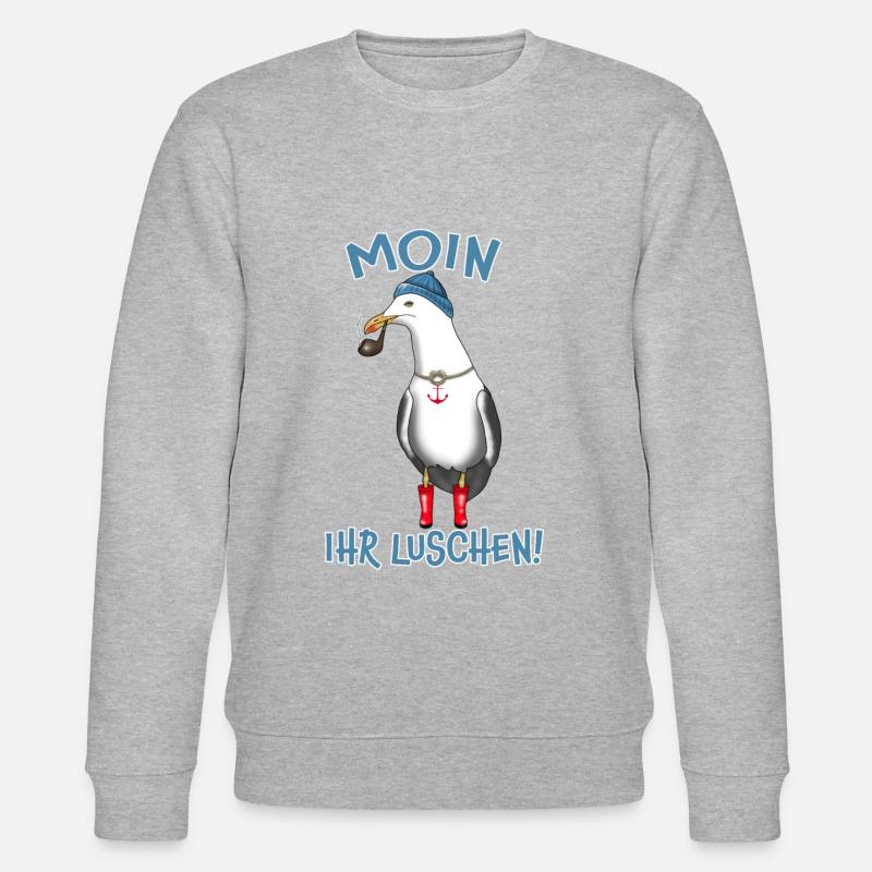 Möwe MOIN IHR LUSCHEN! - Stanley/Stella Unisex Bio-Sweatshirt CHANGER  - Grau meliert