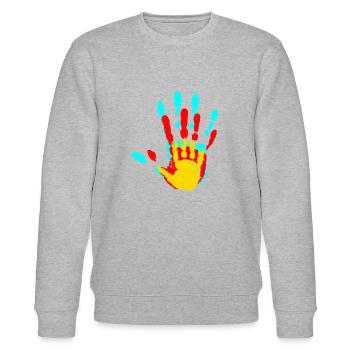 Les mains colorées - Sweat bio CHANGER Stanley/Stella Unisexe - gris chiné - Devant - Nik (191cm) & Marisol (170cm)