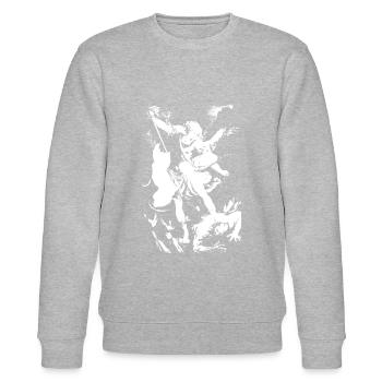 Heiliger Michael der Erzengel - Stanley/Stella Unisex Bio-Sweatshirt CHANGER  - Grau meliert - Vorne - Nik (191cm) & Marisol (170cm)