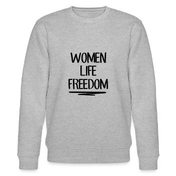 woman life freedom - iran - mahsa amini - Stanley/Stella Unisex Bio-Sweatshirt CHANGER  - Grau meliert - Vorne - Nik (191cm) & Marisol (170cm)