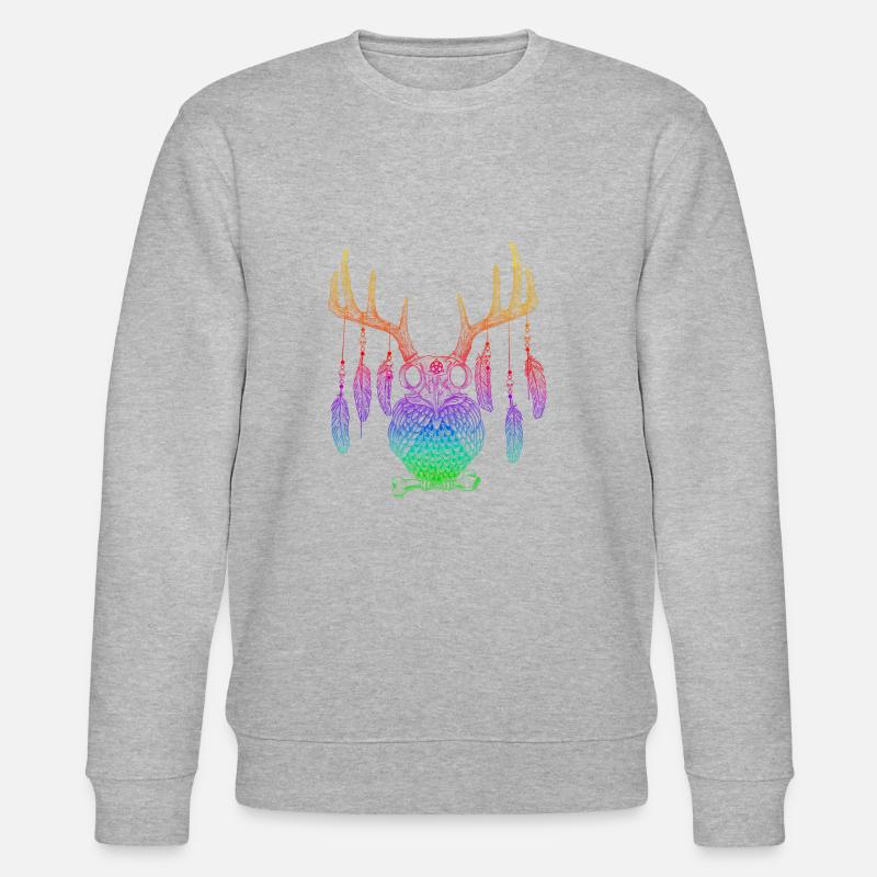 Boho Hirscheule Regenbogenfarben - Stanley/Stella Unisex Bio-Sweatshirt CHANGER  - Grau meliert
