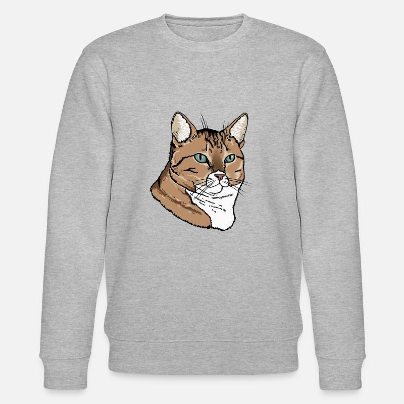 Katze Kopf Tabby - Stanley/Stella Unisex Bio-Sweatshirt CHANGER  - Grau meliert