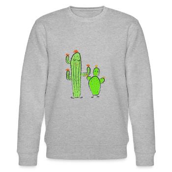 zwei Kakteen - Stanley/Stella Unisex Bio-Sweatshirt CHANGER  - Grau meliert - Vorne - Nik (191cm) & Marisol (170cm)