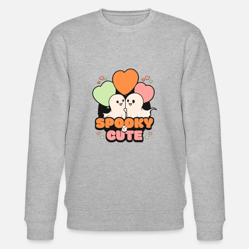 Spooky October Cute Halloween Ghost - Stanley/Stella CHANGER Unisex Organic Sweatshirt - heather grey