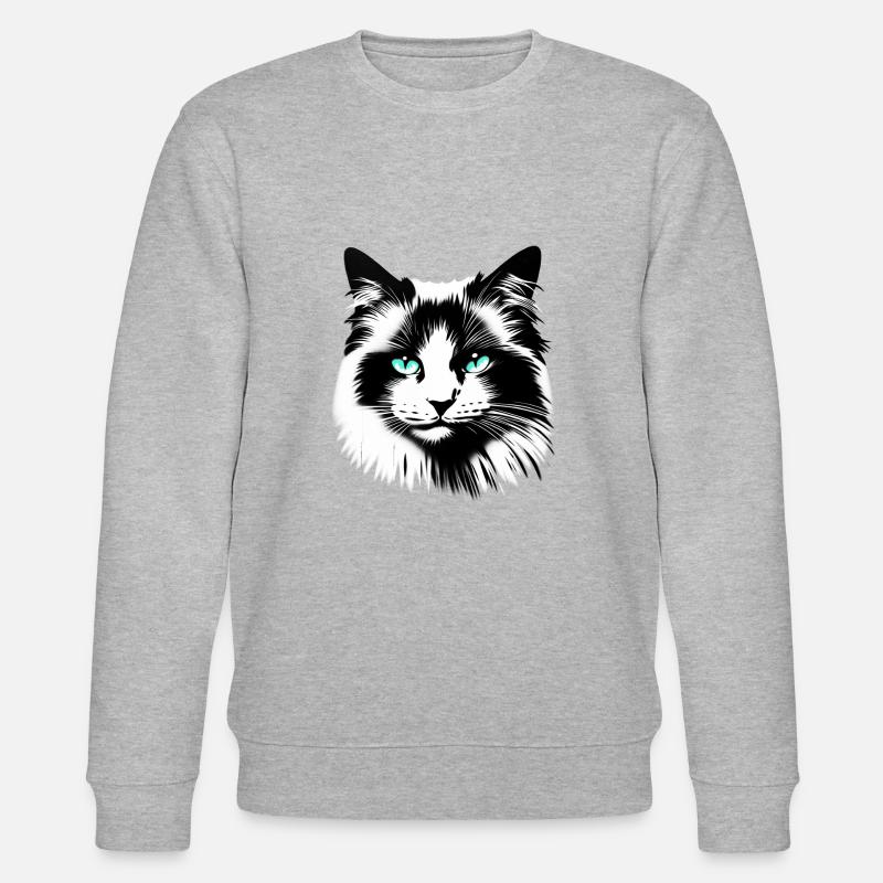 Sympathisches Katzengesicht - Stanley/Stella Unisex Bio-Sweatshirt CHANGER - Grau meliert