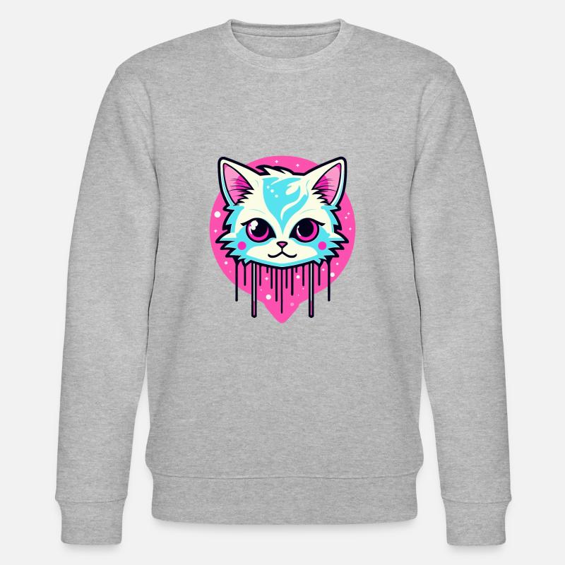 Niedliche Katze Illustration - Stanley/Stella Unisex Bio-Sweatshirt CHANGER - Grau meliert