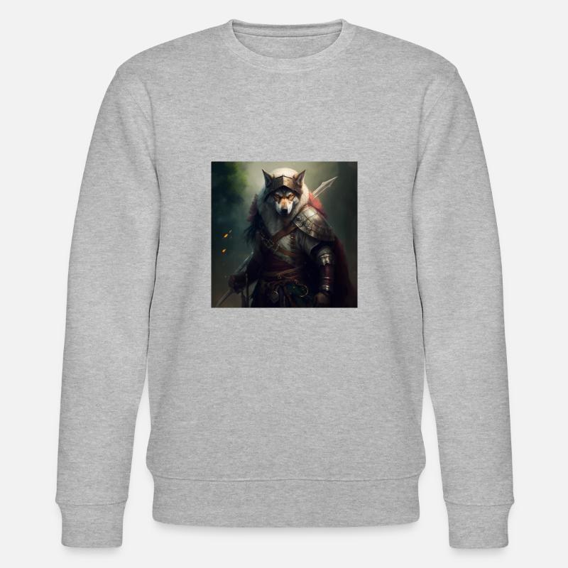 Wolf Krieger mit Schwert - Stanley/Stella Unisex Bio-Sweatshirt CHANGER  - Grau meliert