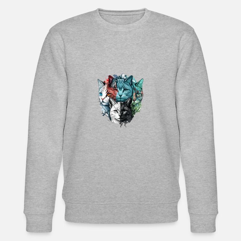 Bunte Katzengesichter - Stanley/Stella Unisex Bio-Sweatshirt CHANGER  - Grau meliert
