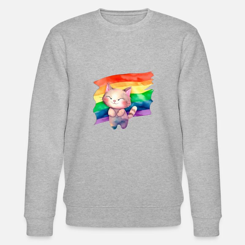 Chat avec drapeau lgbt - Sweat bio CHANGER Stanley/Stella Unisexe - gris chiné