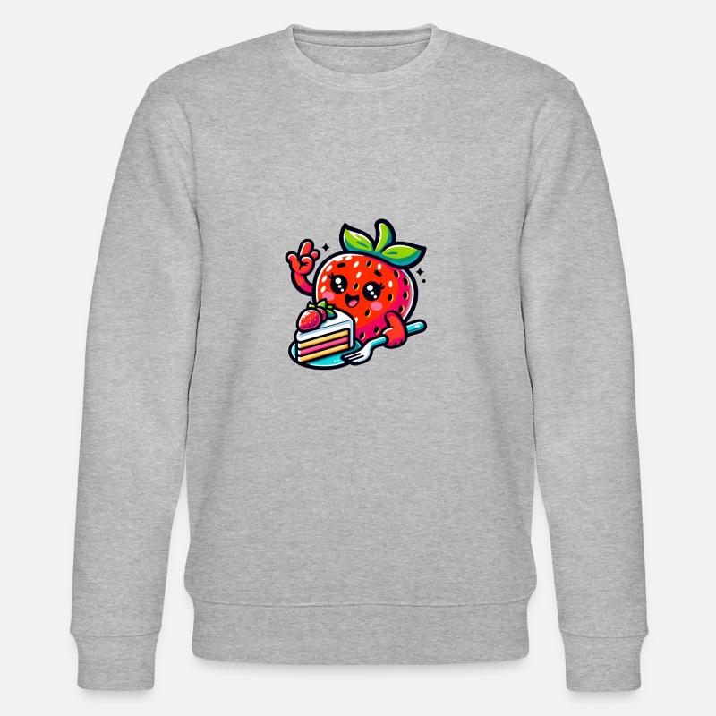Erdbeere Isst Kuchen - Stanley/Stella Unisex Bio-Sweatshirt CHANGER  - Grau meliert
