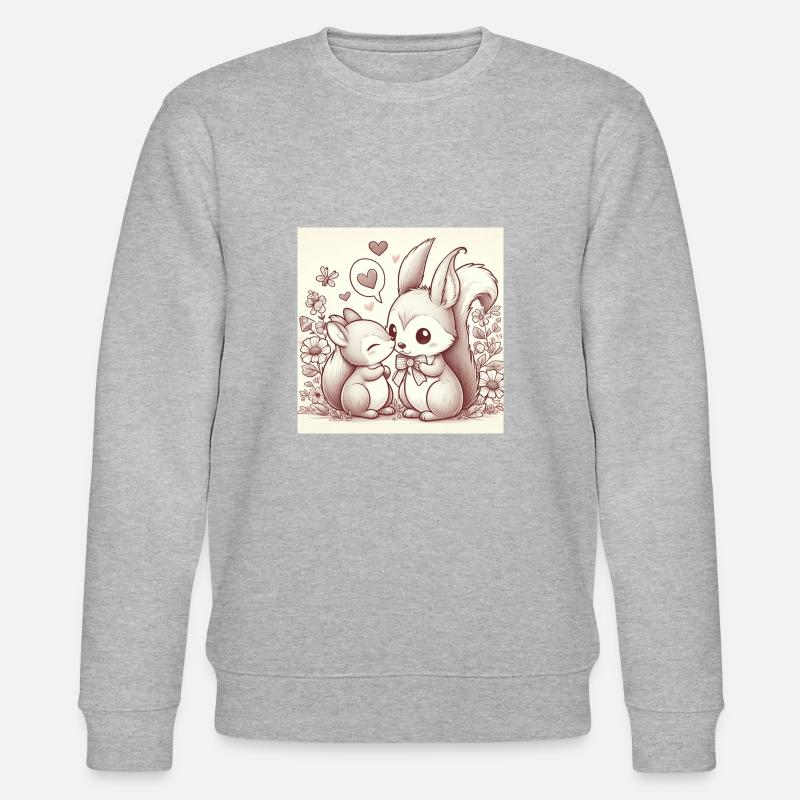 Eichhörnchen Liebe - Stanley/Stella Unisex Bio-Sweatshirt CHANGER  - Grau meliert