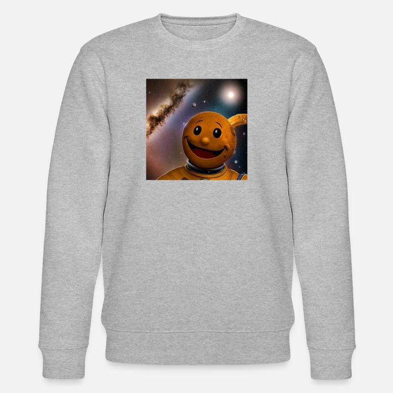 Lächelnder Astro Kosmosfreund - Stanley/Stella Unisex Bio-Sweatshirt CHANGER  - Grau meliert