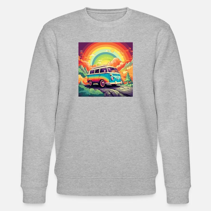 Regenbogen Bus Retroreise - Stanley/Stella Unisex Bio-Sweatshirt CHANGER  - Grau meliert