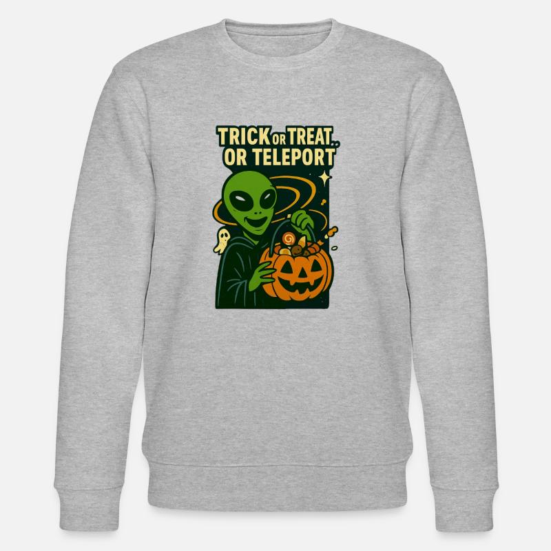 Alien Halloween T-Shirt – Süßes oder Saures... oder... - Stanley/Stella Unisex Bio-Sweatshirt CHANGER  - Grau meliert