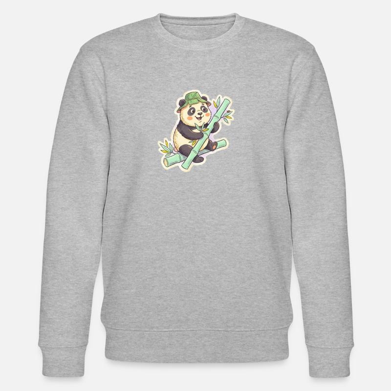 Panda sur le chemin de bambou - Sweat bio CHANGER Stanley/Stella Unisexe - gris chiné