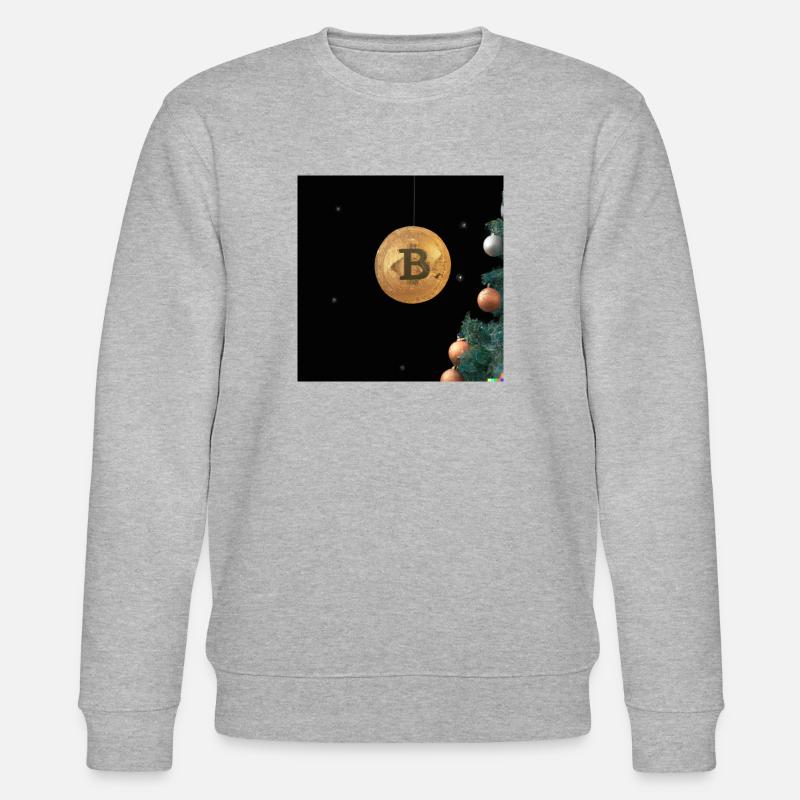 Bitcoin hängt an Weihnachtsbaum - Stanley/Stella Unisex Bio-Sweatshirt CHANGER  - Grau meliert