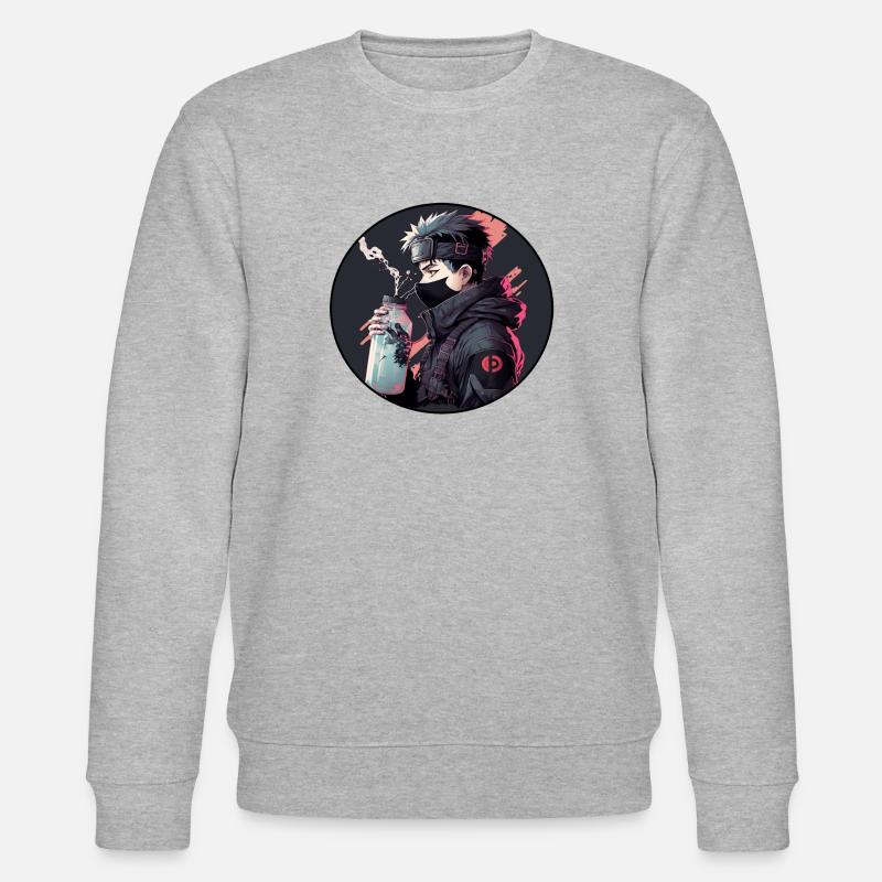 Ninja mit Wasserflasche - Stanley/Stella Unisex Bio-Sweatshirt CHANGER  - Grau meliert