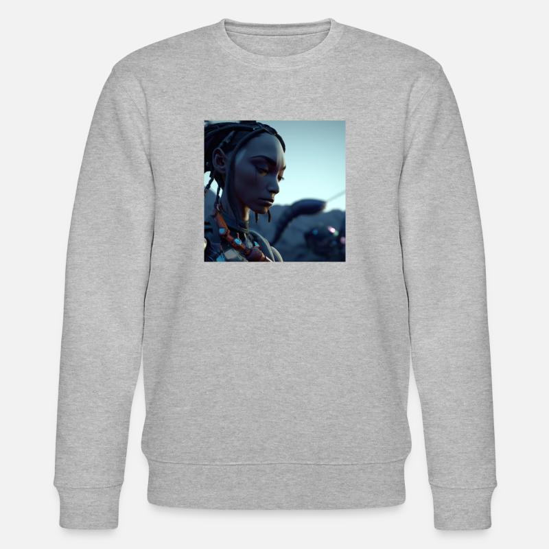 Krieger einer Cyber-Punk-Welt - Stanley/Stella Unisex Bio-Sweatshirt CHANGER  - Grau meliert