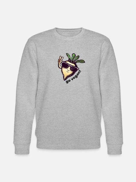 Cute vegan turnip. Peace! - Stanley/Stella CHANGER Unisex Organic Sweatshirt - heather grey