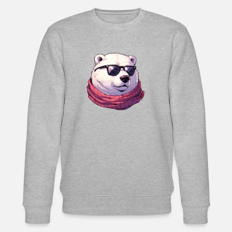 cooler Eisbär mit sonnenbrille - Stanley/Stella Unisex Bio-Sweatshirt CHANGER  - Grau meliert