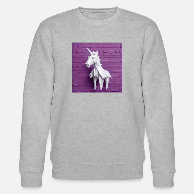 Weißes Einhorn - Stanley/Stella Unisex Bio-Sweatshirt CHANGER  - Grau meliert
