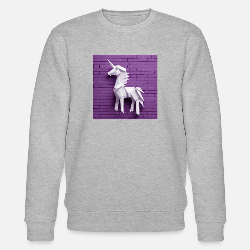 Weißes Einhorn - Stanley/Stella Unisex Bio-Sweatshirt CHANGER  - Grau meliert
