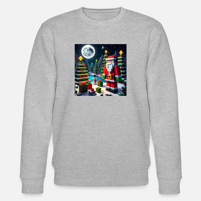 Weihnachtsmann im Pixel-Stil - Stanley/Stella Unisex Bio-Sweatshirt CHANGER  - Grau meliert