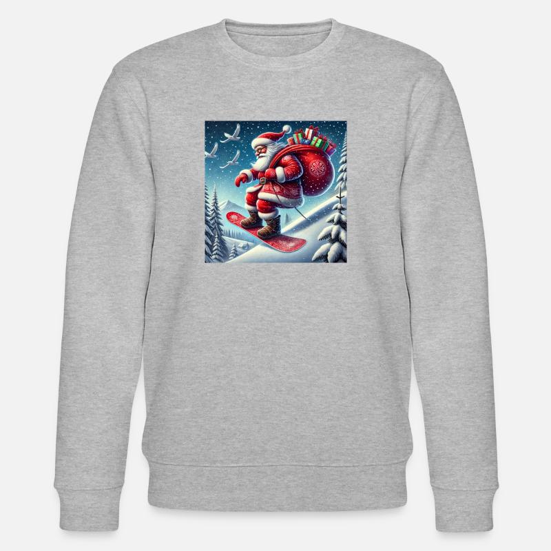 Weihnachtsmann auf Snowboard - Stanley/Stella Unisex Bio-Sweatshirt CHANGER  - Grau meliert