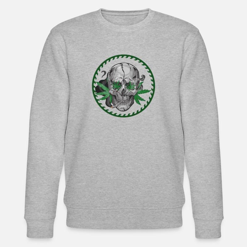 Skull Hanfblatt - Stanley/Stella Unisex Bio-Sweatshirt CHANGER  - Grau meliert