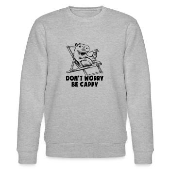 Don't worry be Cappy - Capybara - Urlaub - Stanley/Stella Unisex Bio-Sweatshirt CHANGER  - Grau meliert - Vorne - Nik (191cm) & Marisol (170cm)