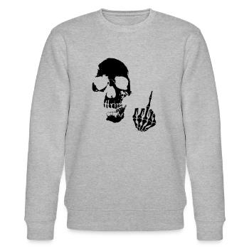 skull mittelfinger - Stanley/Stella Unisex Bio-Sweatshirt CHANGER  - Grau meliert - Vorne - Nik (191cm) & Marisol (170cm)