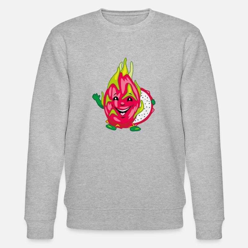 Lächelnde Pitaya-Drachenfrucht - Stanley/Stella Unisex Bio-Sweatshirt CHANGER  - Grau meliert