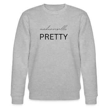 Mademoiselle Pretty, Woman, Gift, Saying - Stanley/Stella CHANGER Unisex Organic Sweatshirt - heather grey - Front - Nik (191cm) & Marisol (170cm)